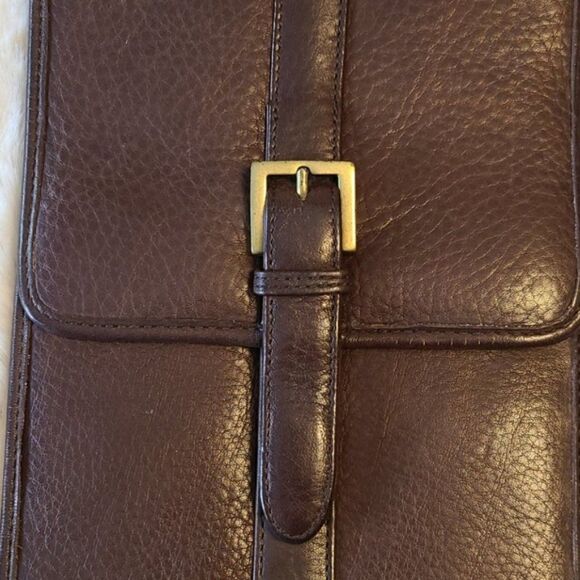 Vintage Eddie Bauer Leather Crossbody Bag Goldtone - Picture 2 of 7